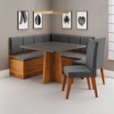 Ver imagem 1 de Conjunto Canto Alemão Baú com Mesa Quadrada e 2 Cadeiras Scoth Cinza