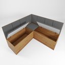 Ver imagem 6 de Conjunto Canto Alemão Baú com Mesa Quadrada e 2 Cadeiras Scoth Cinza