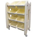 Ver imagem 1 de Prateleira Infantil Plástica Organizadora Cesto Estante Baú Brinquedos com Rodinhas Brinqway Bw-285
