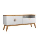 Ver imagem 1 de Rack / Bancada Si 1.60m Estilo Retrô para Tv até 60'' Cor Branco / Cinamomo