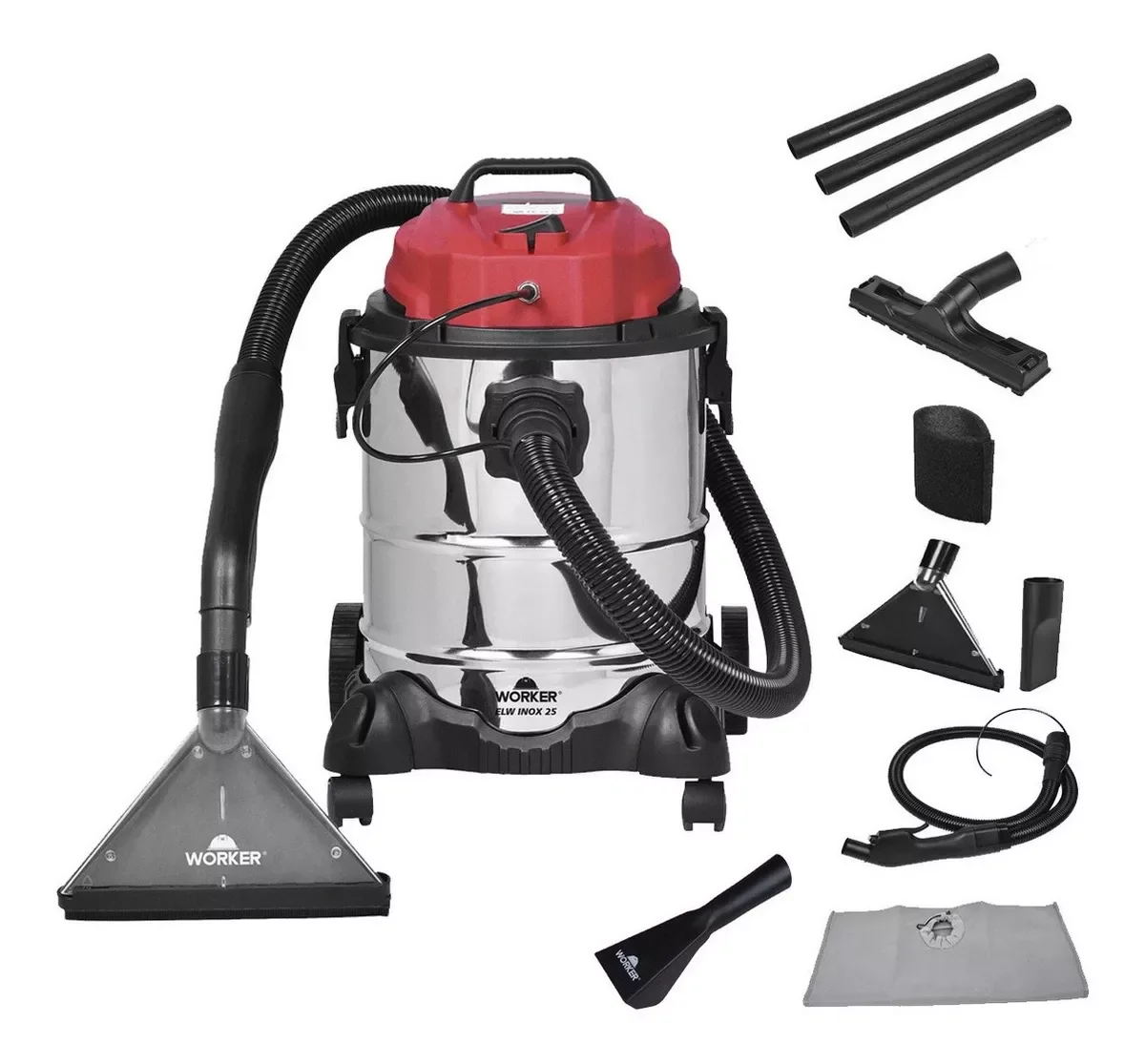 Worker Extratora Limpeza Elw Inox 25l Vermelho e Prateado 220v 60 Hz