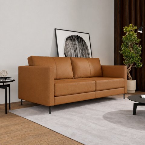 Sofá de Couro Legítimo 2 Lugares Zeus 220 cm