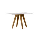 Ver imagem 1 de Mesa de Jantar Retangular C/vidro em Madeira Maciça Mariah 1,20x0,80m Ype/off White New Ceval