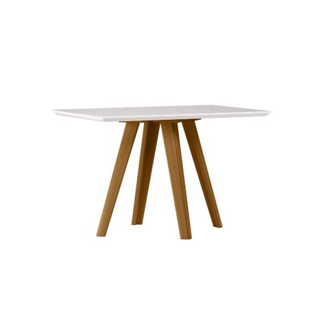 Mesa de Jantar Retangular C/vidro em Madeira Maciça Mariah 1,20x0,80m Ype/off White New Ceval