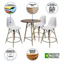Ver imagem 6 de Conjunto Mesa Bistrô Eames Eiffel Amêndoa Com 3 Banquetas Brancas De Madeira - Cor: Marrom
