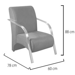 Poltrona Decorativa 1 Lugar Sevilha Braço Pé Alumínio Confortável para Sala TV Espera Corino Branco - 4