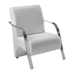 Poltrona Decorativa 1 Lugar Sevilha Braço Pé Alumínio Confortável para Sala TV Espera Corino Branco - 1