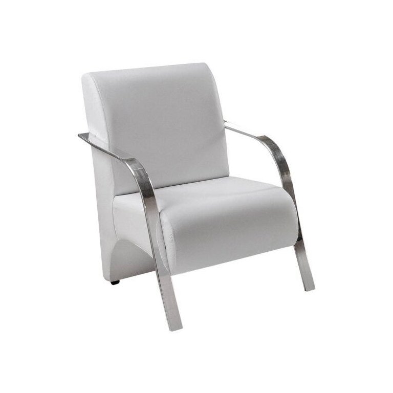 Poltrona Decorativa 1 Lugar Sevilha Braço Pé Alumínio Confortável para Sala TV Espera Corino Branco