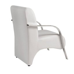 Poltrona Decorativa 1 Lugar Sevilha Braço Pé Alumínio Confortável para Sala TV Espera Corino Branco - 2