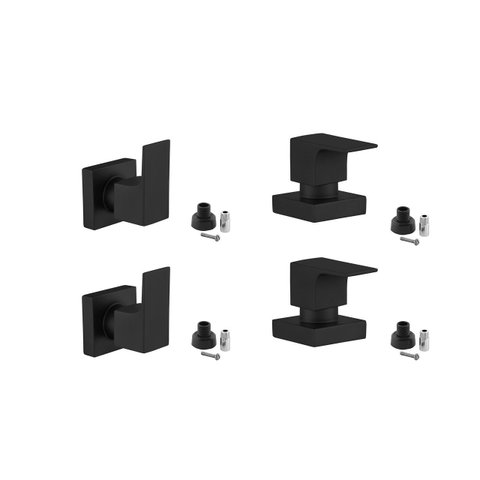 Kit 4 Acabamento para Registro Banheiro Alavanca Quadrado Preto Banheiro Padrão Docol