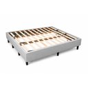 Ver imagem 2 de Cama Box Casal 193x203cm, 100% Madeira, Tecido Blindado com Veludo Cinza Claro