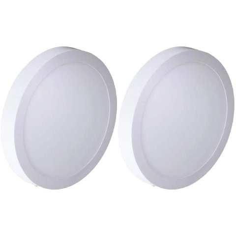 Kit 2 Painel Led 15x15 Redondo Branco Sobrepor 12w 3000k Foxlux