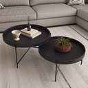 Ver imagem 5 de Kit 2 Mesas de Centro em Couro Décor Patrimar Móveis:preto