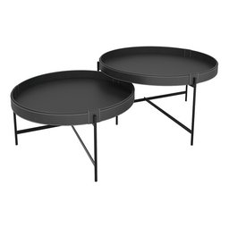 Kit 2 Mesas de Centro em Couro Décor Patrimar Móveis:preto - 1