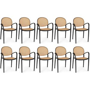 Kit 10 Cadeiras de Jantar Roma com Braço para Sala e Cozinha - Preto