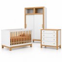 Ver mais imagens de Quarto de Bebê Flora Guarda Roupa 2 Portas de Correr Cômoda Berço Colchão 130x70 D18 Qmovi