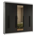 Ver imagem 2 de Guarda-roupa Casal 8 Portas Batentes com Espelho Saturno Madesa Branco/preto