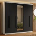 Ver imagem 1 de Guarda-roupa Casal 8 Portas Batentes com Espelho Saturno Madesa Branco/preto