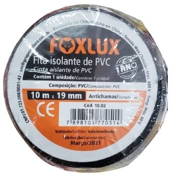 Fita Isolante Antichamas Preta 19mm X 10m - Foxlux, Tamanho: 10m:10m - 4