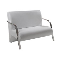 Kit 3 Poltronas Decorativa Sevilha Braço Alumínio Confortável Sala Corino Branco - 2