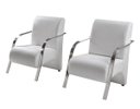 Ver imagem 3 de Kit 3 Poltronas Decorativa Sevilha Braço Alumínio Confortável Sala Corino Branco
