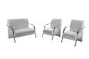 Ver imagem 1 de Kit 3 Poltronas Decorativa Sevilha Braço Alumínio Confortável Sala Corino Branco
