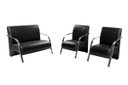Ver imagem 1 de Kit 3 Poltronas Decorativa Sevilha Braço Alumínio Confortável Sala Corino Preto