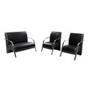 Ver imagem 1 de Kit 3 Poltronas Decorativa Sevilha Braço Alumínio Confortável Sala Corino Preto