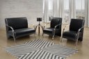 Ver imagem 4 de Kit 3 Poltronas Decorativa Sevilha Braço Alumínio Confortável Sala Corino Preto
