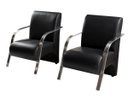 Ver imagem 3 de Kit 3 Poltronas Decorativa Sevilha Braço Alumínio Confortável Sala Corino Preto