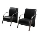 Ver imagem 3 de Kit 3 Poltronas Decorativa Sevilha Braço Alumínio Confortável Sala Corino Preto