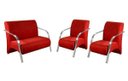 Ver imagem 1 de Kit 3 Poltronas Decorativa Sevilha Braço Alumínio Confortável Sala Suede Vermelho