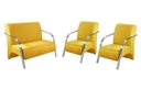 Ver imagem 1 de Kit 3 Poltronas Decorativa Sevilha Braço Alumínio Confortável Sala Suede Amarelo