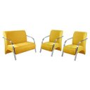 Ver imagem 1 de Kit 3 Poltronas Decorativa Sevilha Braço Alumínio Confortável Sala Suede Amarelo
