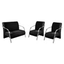 Ver imagem 1 de Kit 3 Poltronas Decorativa Sevilha Braço Alumínio Confortável Sala Suede Preto