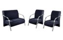 Ver imagem 1 de Kit 3 Poltronas Decorativa Sevilha Braço Alumínio Confortável Sala Suede Azul Marinho