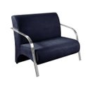 Ver imagem 2 de Kit 3 Poltronas Decorativa Sevilha Braço Alumínio Confortável Sala Suede Azul Marinho