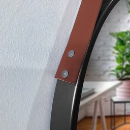 Espelho Decorativo Adnet Redondo Preto 60 cm com Alça Marrom - D'Rossi - 4