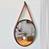 Espelho Decorativo Adnet Redondo Preto 60 cm com Alça Marrom - D'Rossi - 2