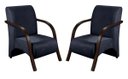 Ver imagem 3 de Kit 3 Poltronas Decorativa Sevilha Braço Madeira Confortável Sala Suede Azul Marinho