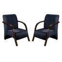 Ver imagem 3 de Kit 3 Poltronas Decorativa Sevilha Braço Madeira Confortável Sala Suede Azul Marinho