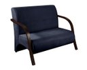 Ver imagem 2 de Kit 3 Poltronas Decorativa Sevilha Braço Madeira Confortável Sala Suede Azul Marinho