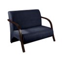 Ver imagem 2 de Kit 3 Poltronas Decorativa Sevilha Braço Madeira Confortável Sala Suede Azul Marinho