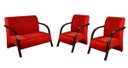 Ver imagem 1 de Kit 3 Poltronas Decorativa Sevilha Braço Madeira Confortável Sala Suede Vermelho