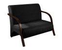 Ver imagem 1 de Poltrona Decorativa 2 Lugares Sevilha Braço Pé Madeira Confortável para Sala Espera Suede Preto