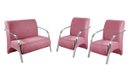 Ver imagem 1 de Kit 3 Poltronas Decorativa Sevilha Braço Alumínio Confortável Sala Suede Rosê