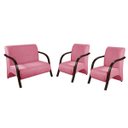 Ver imagem 1 de Kit 3 Poltronas Decorativa Sevilha Braço Madeira Confortável Sala Suede Rosê