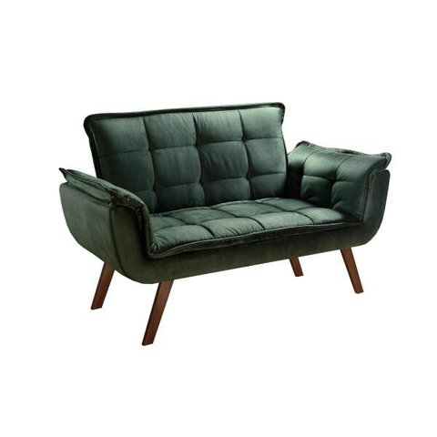 Namoradeira Bella Opala Pés Madeira Decoração Recepção Escritório -  Veludo Verde
