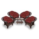 Ver imagem 1 de Conjunto de Poltronas Fibra Sintética 19 - 4 Poltronas + 1 Mesa Centro - Tecido Duna Vermelho