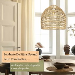 2 Pendente de Fibra Natural em Rattan E27 Cesto Nat71 - 2